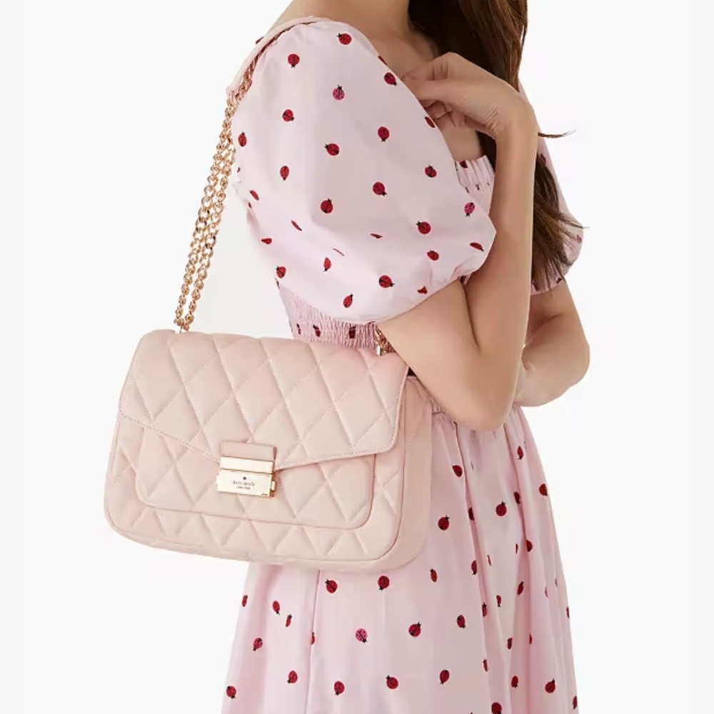 Kate Spade Carey Medium Quilted Flap Shoulder Bag Light Pink - Picture 2 of 6